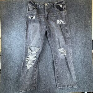 VTG Refuge Denim Jeans Womens 13 Gray Stone Wash Distressed High Rise Wide Leg